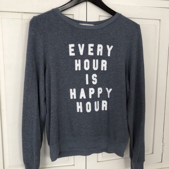 Wildfox Sweatshirt Baggy Beach Jumper XS Happy Hour - Picture 3 of 5
